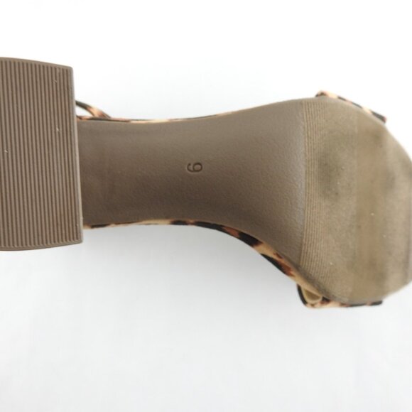 Old Navy Party Sandals Velvety Leopard Print Ankle Strap Block Heel Womens sz 9 - Picture 7 of 8